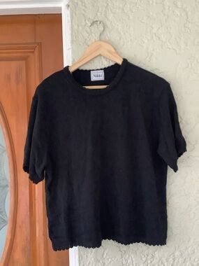 Nikki Black Short-Sleeve Knit Top